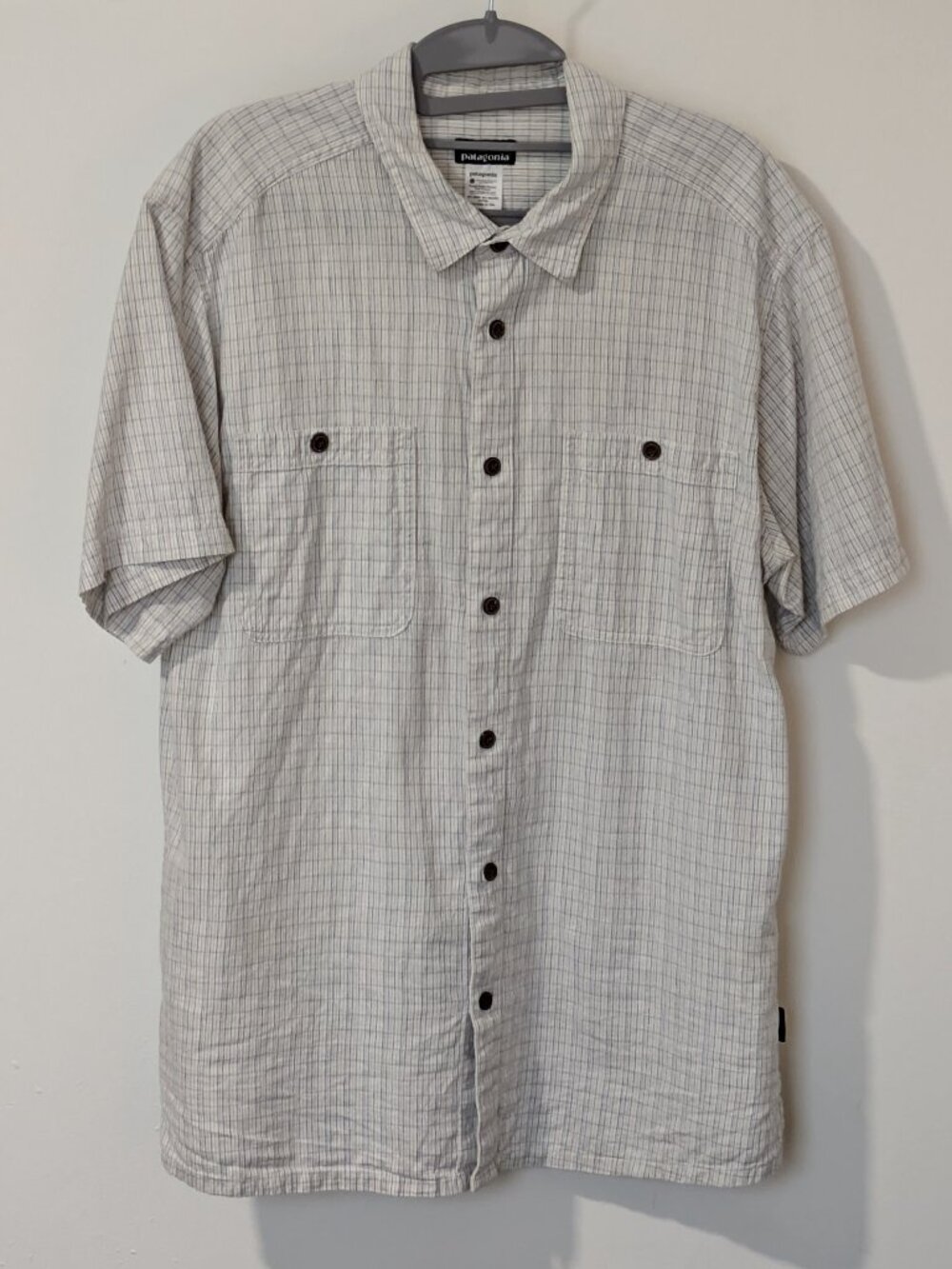 🏔️ Patagonia Men's Back Step Shirt - Size L - Fine Plaid (Gray/Blue) - Hemp